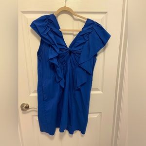 Anthropologie Royal Blue Tie Knot Ruffle Dress Size M